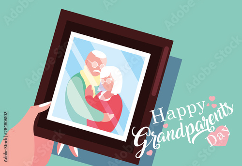 happy grandparents day poster with photo of old couple