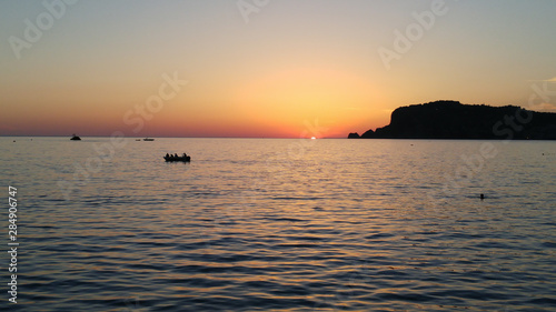 silhouette of alanya city at sunset