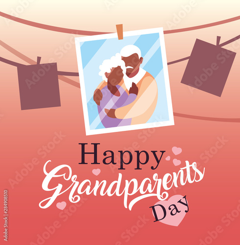 happy grandparents day poster with photo old couple hanging