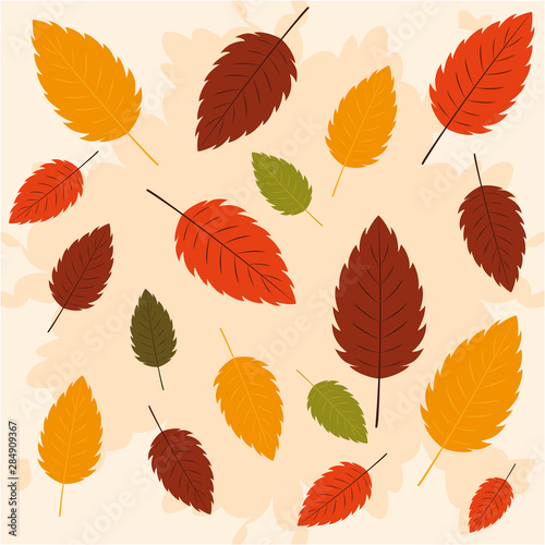 hello autumn poster with leafs pattern