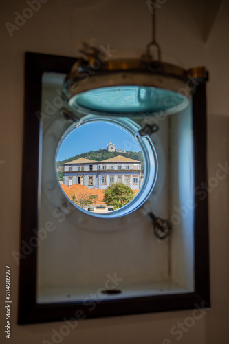 Colline de Santa Luzia depuis le navire hôpital Gil Eannes à Viana do Castelo, Portugal