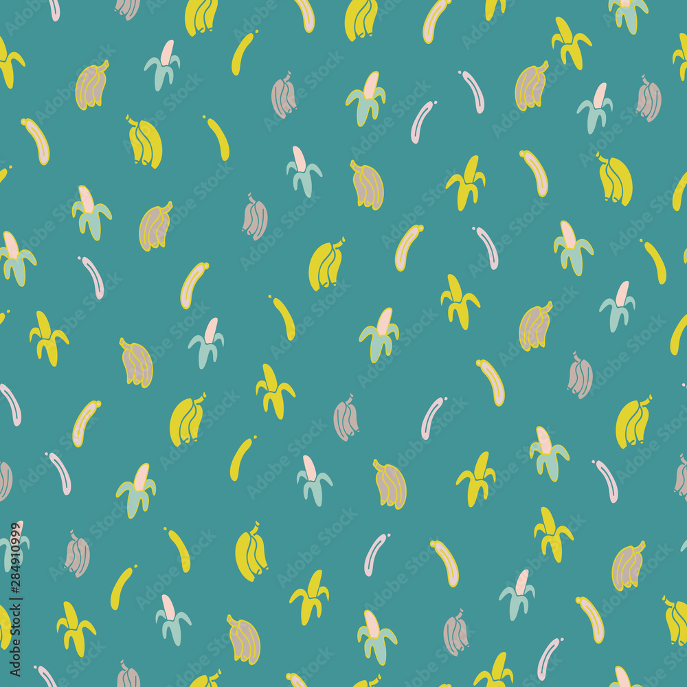 Vector teal cute and fun bananas seamless pattern background Vector teal cute and fun bananas seamless pattern background