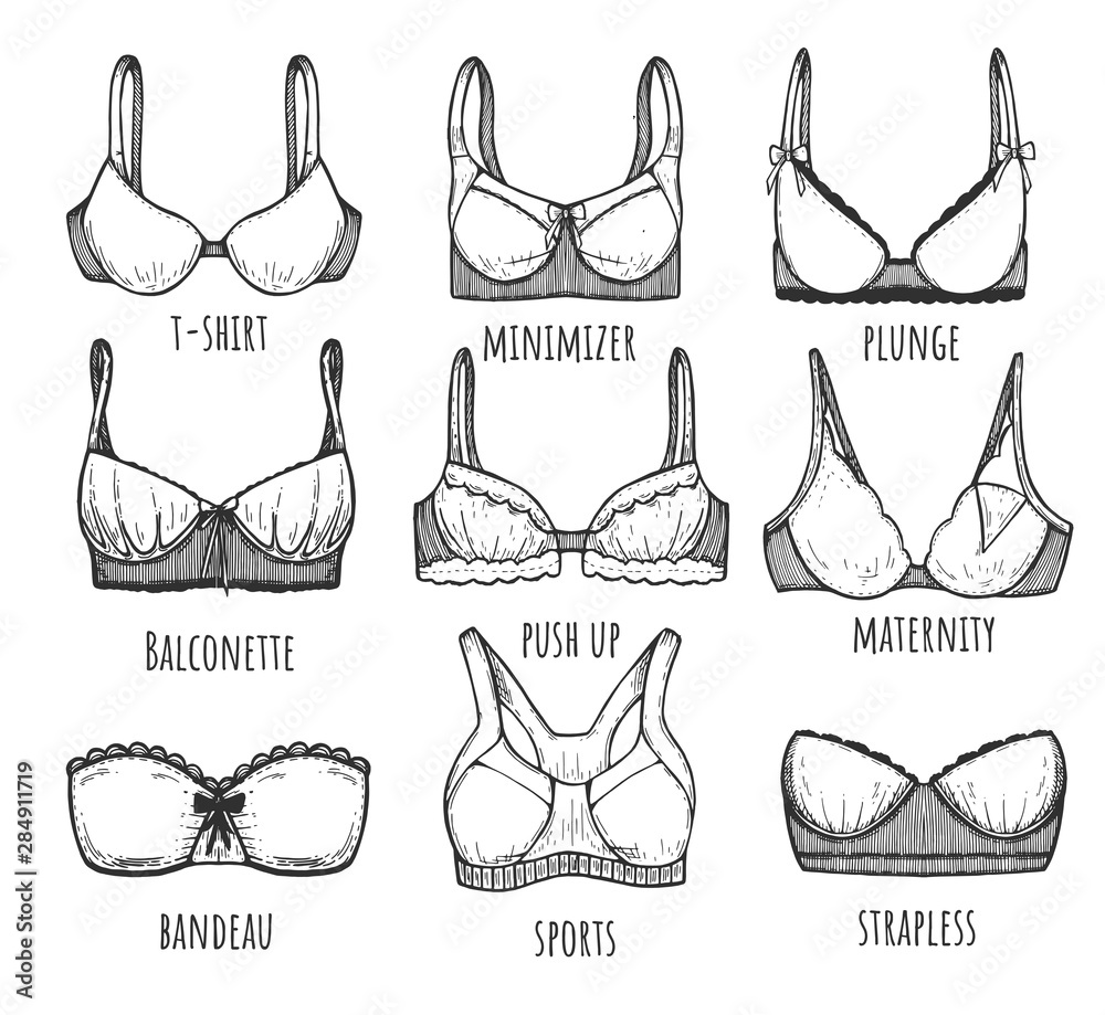 Vetor de Female underwear different types set do Stock
