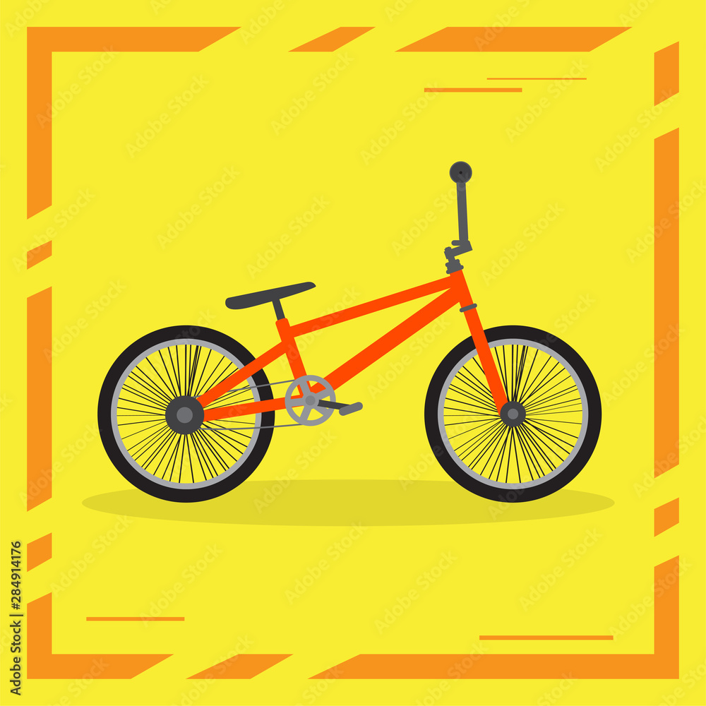 Naklejka premium Isolated bicycle image on a colored background with a frame - Vector