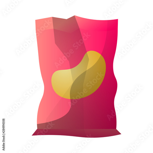 Bag of chips.Colorful raster illustration in flat cartoon style