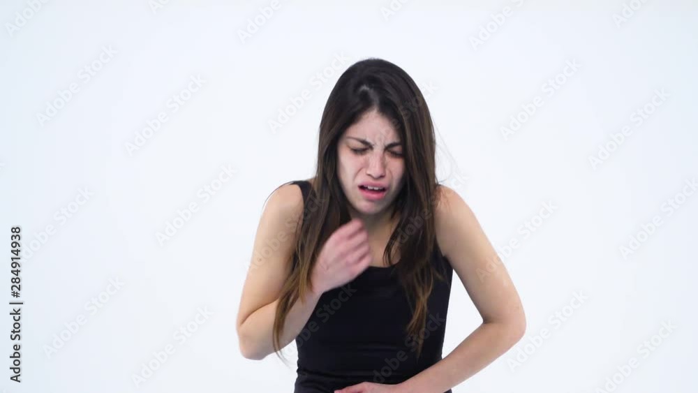 Emotional girl on a light background. A series of human emotions Emotional girl on a light background. A series of human emotions