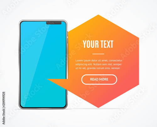 Realistic Detailed 3d Mobile Phone Banner Card Template. Vector