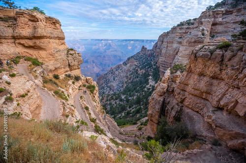 The beautiful start zig-zag of the South Kaibab Trailhead trekking. Grand Canyon  Arizona