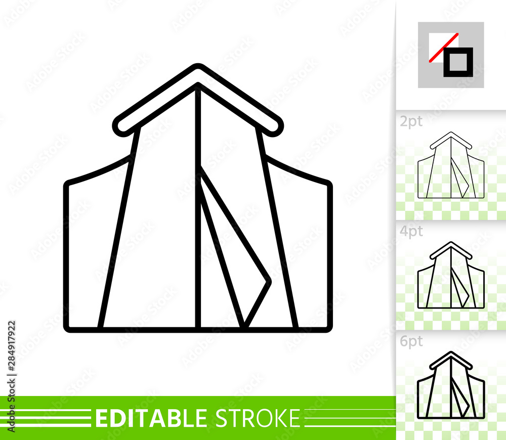 Camp tent summer awning thin line vector icon Camp tent summer awning thin line vector icon