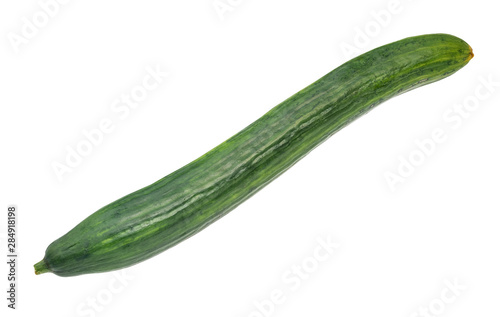 green long cucumber fruit cutout on white
