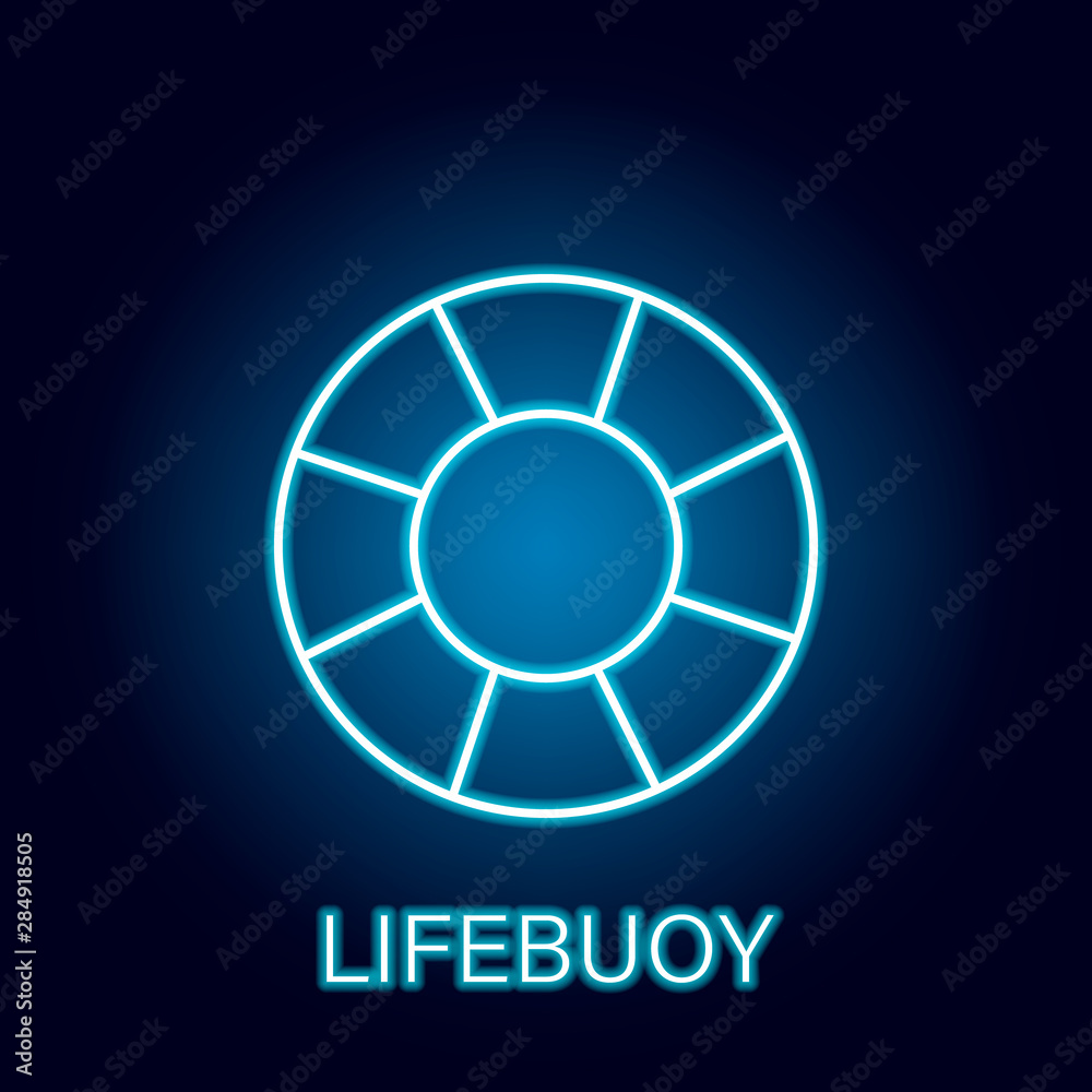 lifebuoy sea outline icon in neon style. Signs and symbols can be used for web, logo, mobile app, UI, UX lifebuoy sea outline icon in neon style. Signs and symbols can be used for web, logo, mobile app, UI, UX