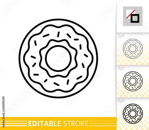 Doughnut donut cake simple thin line vector icon