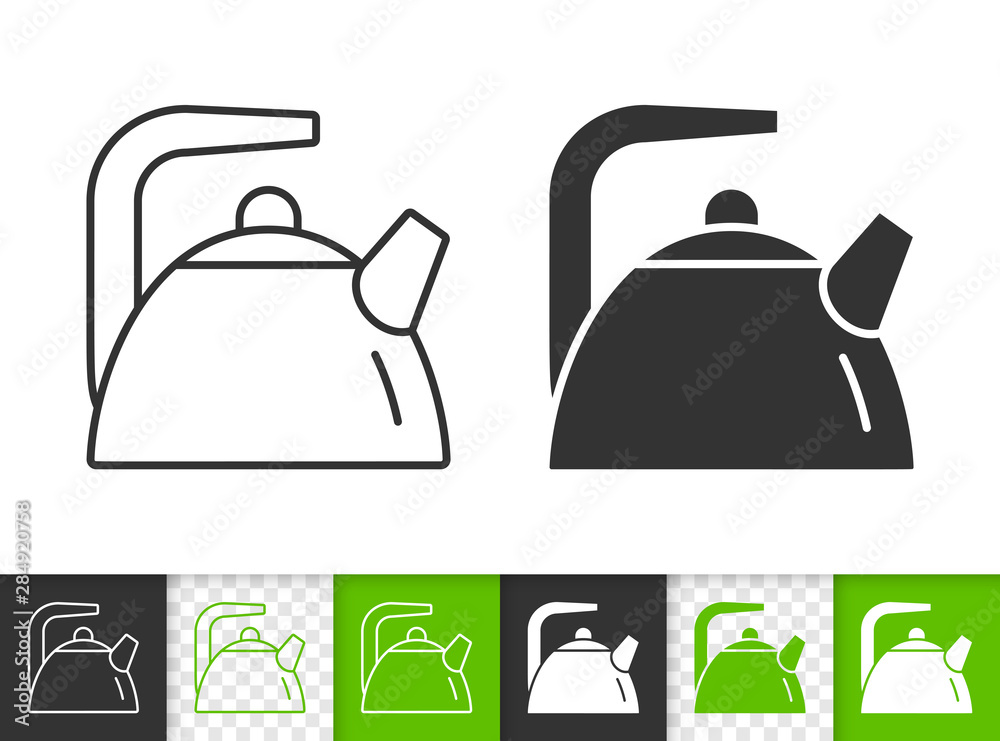 Obraz premium Teapot kettle tea simple black line vector icon