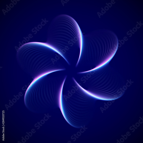 3D abstract creative background or decoration element. Digital blue flower. Concept of future art. Big data, artificial intelligence or information technology background. EPS 10, vector illustration.