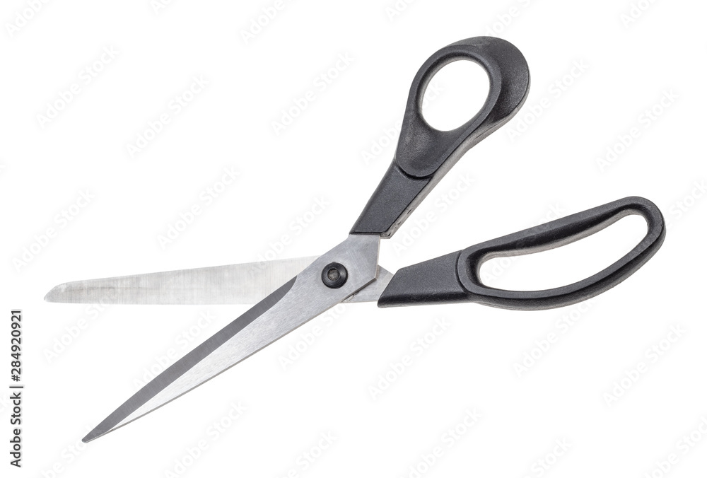 common scissors with black plastic handles common scissors with black plastic handles