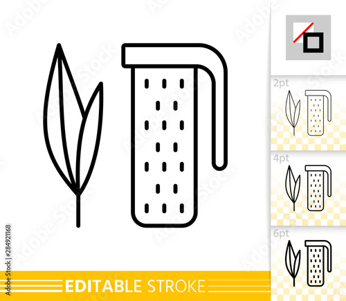 Tea Infuser leaf plant thin line vector icon