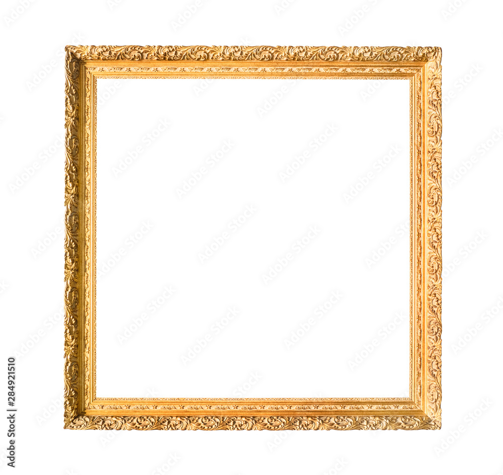square carved narrow wooden painting frame - obrazy, fototapety, plakaty 