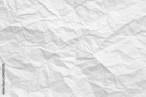 Blank white wrinkled paper. Crushed texture. Waste recycling concept. Abstract art background. Copy space.