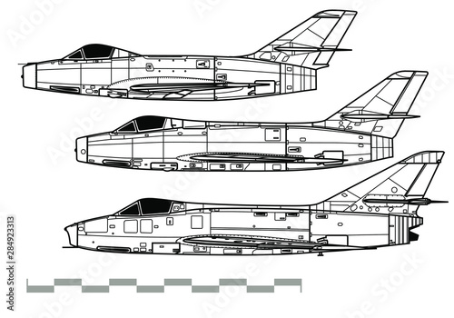 Dassault Myster. MD-452. MD-454. Super Myster B2. Outline vector drawing