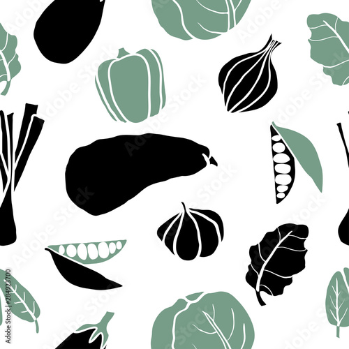 Vegetables flat seamless pattern photo