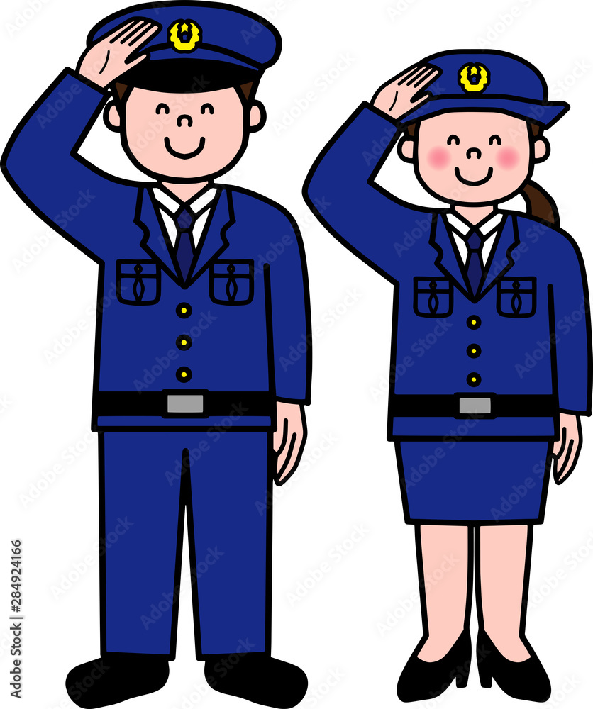 笑顔の警官と婦人警官