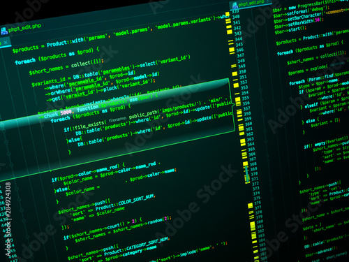 PHP in code editor. Web developing on the php language
