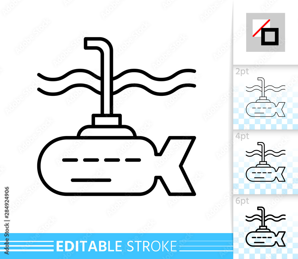 Submarine ship navy simple thin line vector icon Submarine ship navy simple thin line vector icon