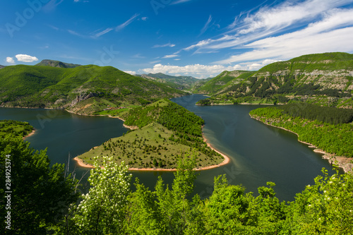Meander of Arda River in Rhodopes Mountain, dam Kardzhali, Bulgaria photo