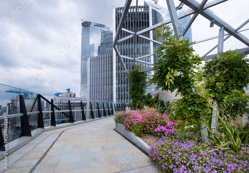 London UK, 2nd August 2019 - Roof top garden at Fen Court, 120 Fenchurch Street is viewing platform in the heart of London