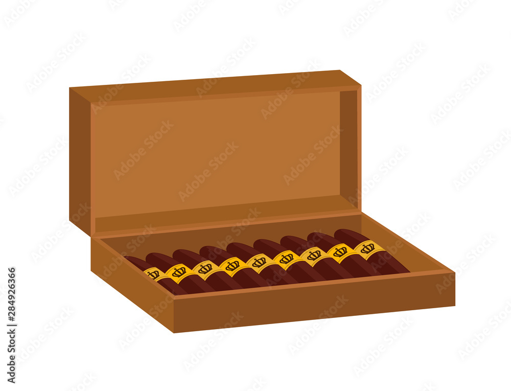 Vector cigar box with Havana or Cuba smoking product