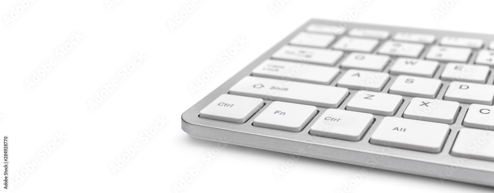 Keyboard on a white background. Space for text.