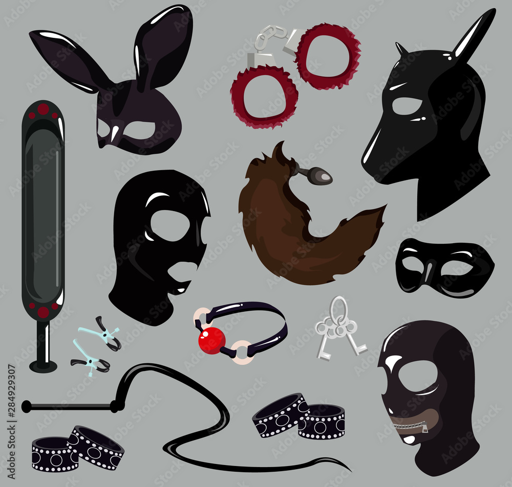 Set sex toys BDSM. Attributes Stock Vector | Adobe Stock