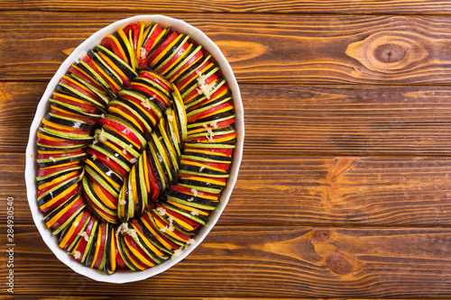 Raw traditional French vegaterian food ratatouille photo