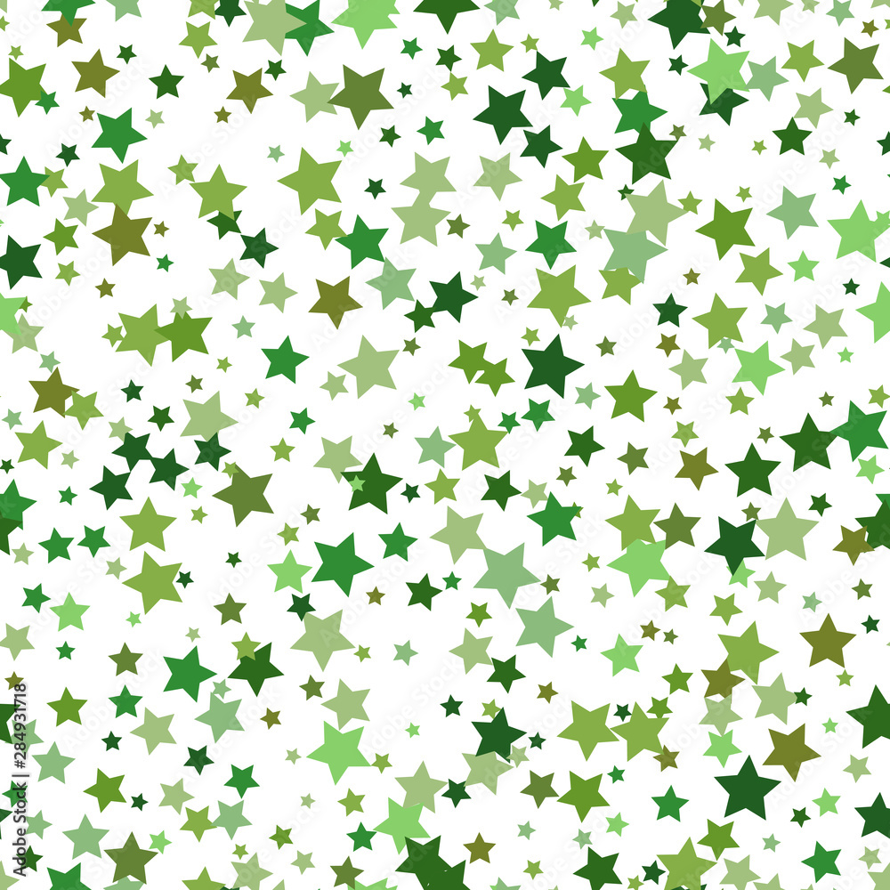 Seamless abstract pattern with stars of different colors and size.