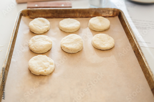 Homemade Biscuits on a Baking Sheet