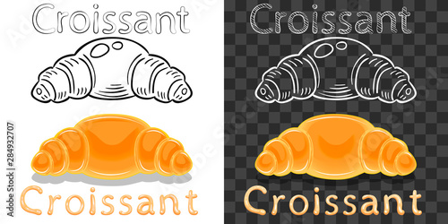 Color croissant, linear art and text