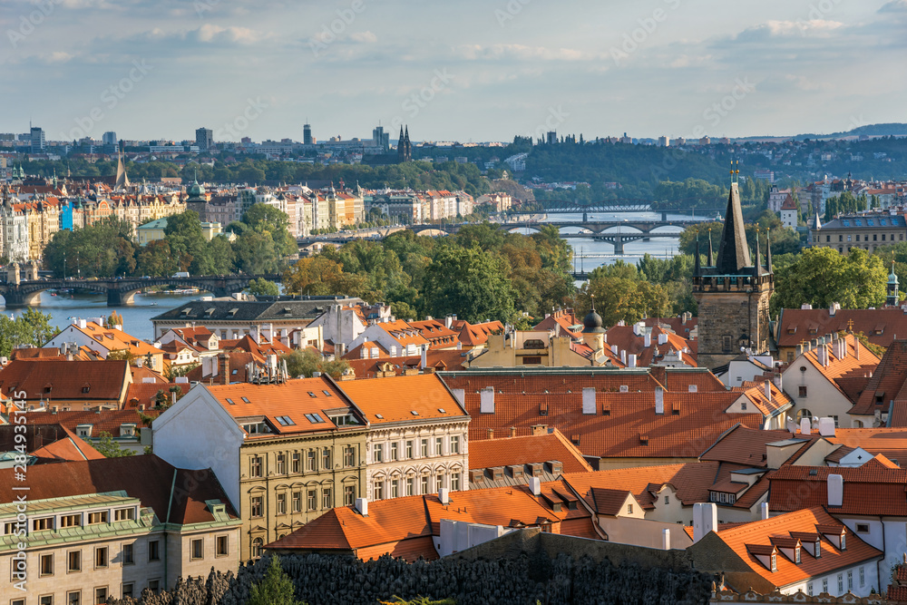 Panorama of the city of Prague, the capital of the Czech Republic.