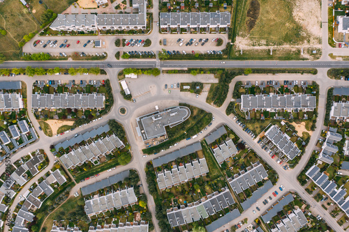 Aerial drone photography of a modern suburban area, Greater Poland.