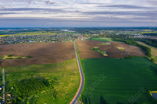 Aerial drone photography of agricultural fields. Beautiful rural landscape of Greater Poland. © marcinjozwiak