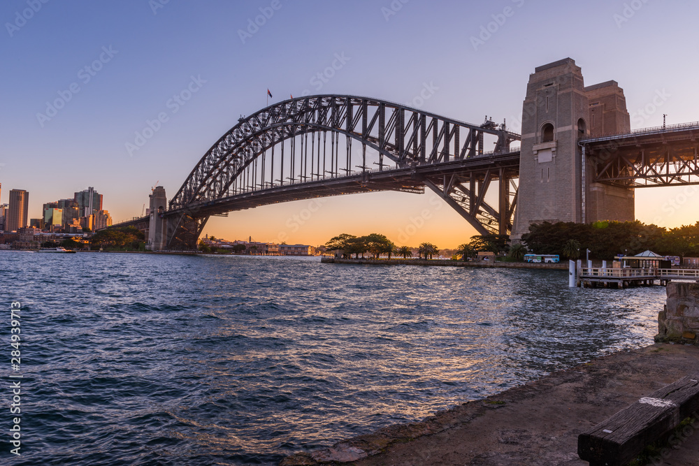 Sydney Harbour Bridge at sunset from North Sydney
