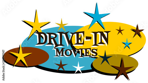 Vintage mid-century modern drive-in movies design