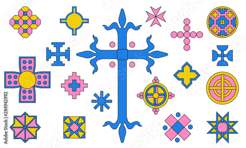 Collection of Fleur de Lys Cross Motifs.