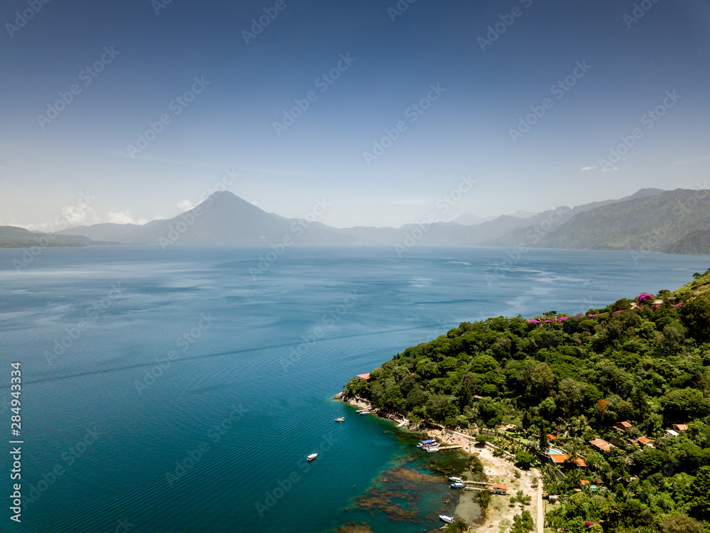 aerial view of volcanos at lake atitlan in Guatemala