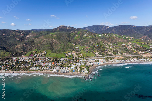 Aerial view of shoreline ho...