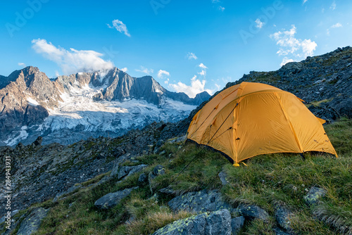 Hiking tent in the italian alps © Nikokvfrmoto