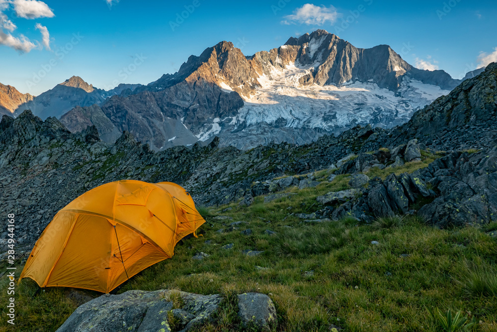 Hiking tent in the italian alps