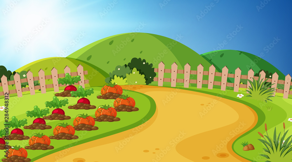 Landscape background design of vegetable garden