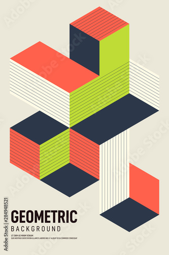 Abstract isometric geometric shape layout design template poster background