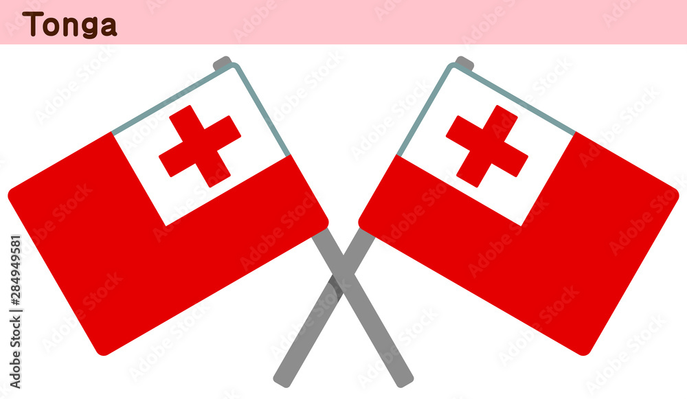 Obraz premium 交差したトンガの国旗