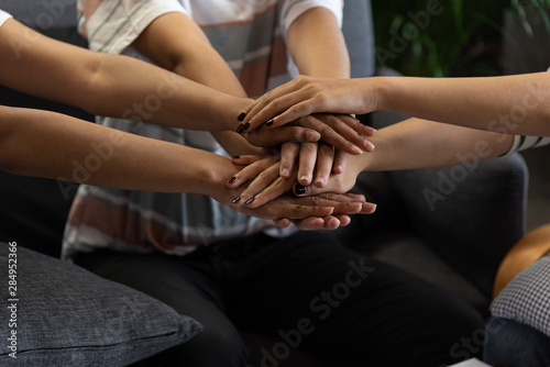Fototapet Hand stack and hold together in team for success something or take care